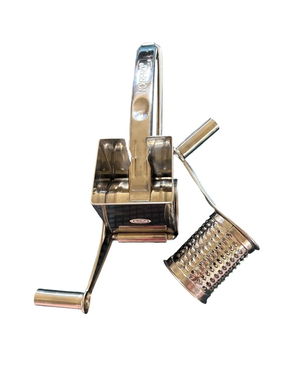 Vintage NORPRO Stainless Steel 2 Drum Rotary Cheese Grater Hand Held